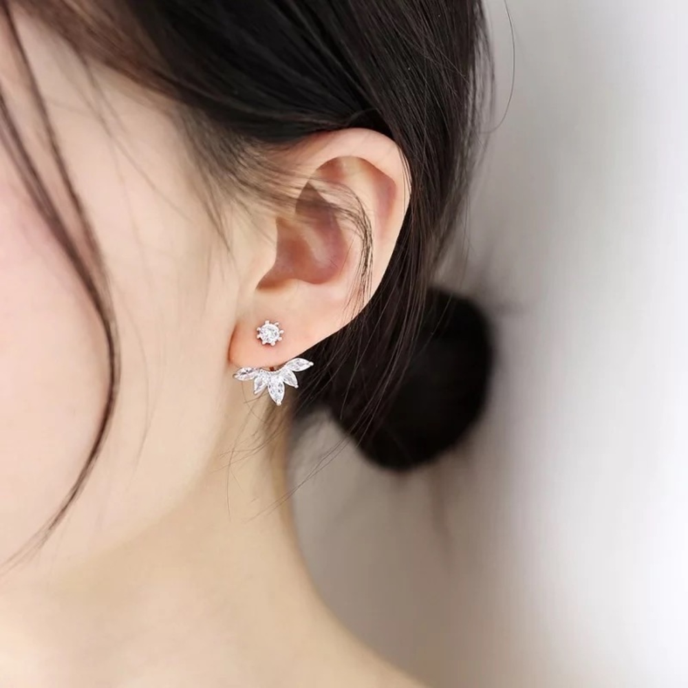 Crystal Rhinestone Peekaboo Ear Jacket Earrings